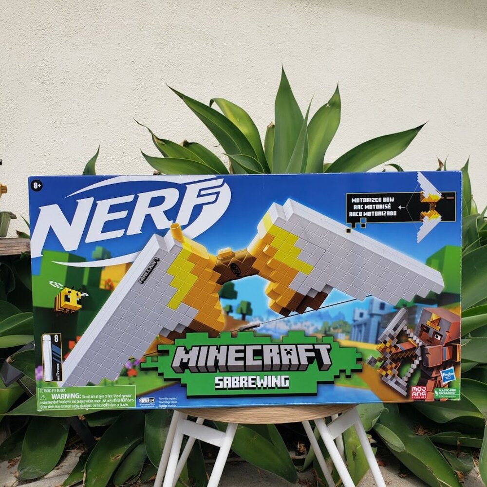 NEW NERF ]Minecraft Dungeons Sabrewing Motorized Blaster Bow Dart Gun Makes a gr